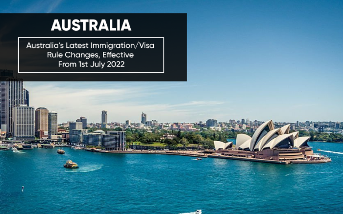 澳大利亚最新移民/签证规则变更，自2022年7月1日起生效