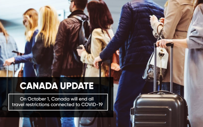10月1日，加拿大将终止与新冠肺炎有关的所有旅行限制