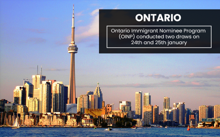 安大略省移民提名计划（OINP）于1月24日和25日进行了两次抽签