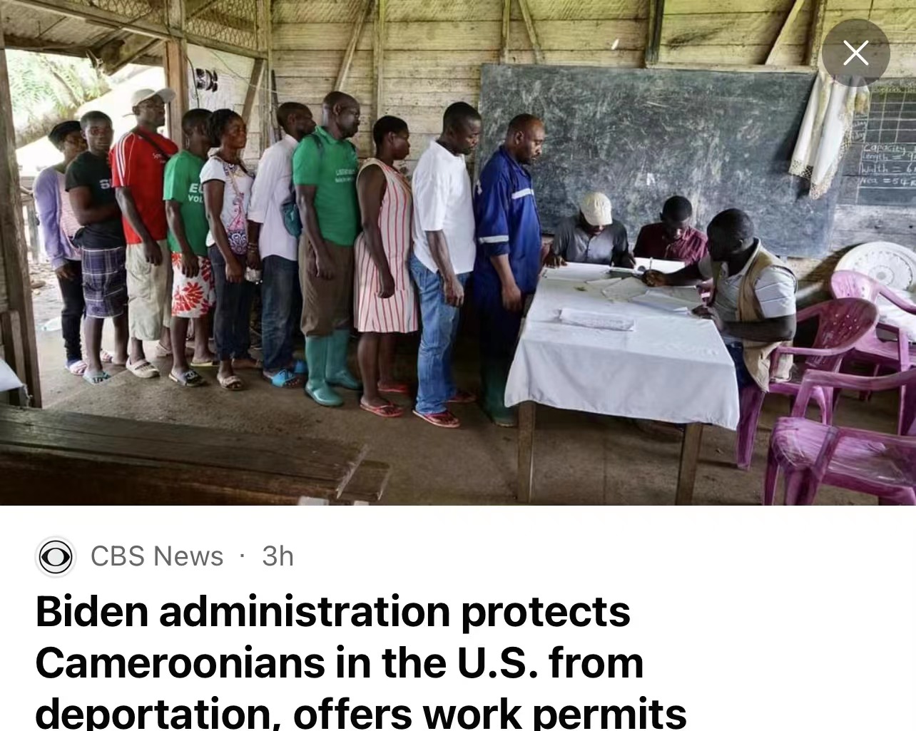 美国移民局：指定喀麦隆为临时保护国，为期18个月